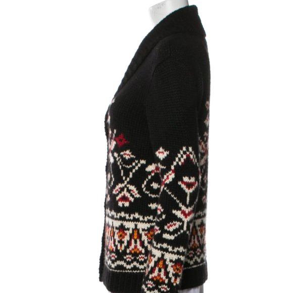 ULLA JOHNSON Fair Isle Alpaca V-neck Cardigan Sweater - Picture 4 of 12